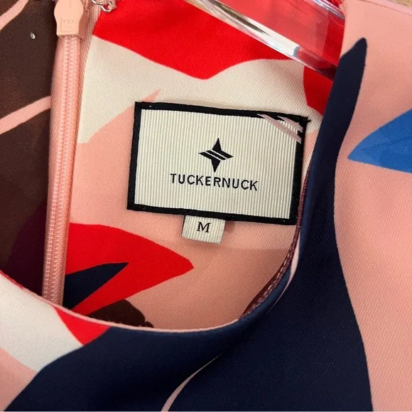 Tuckernuck Vibrant Palm Midi Dress Feather Cuff Sleeves Resort Statement Dress - Picture 7 of 8